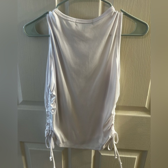 Ribbed Butterfly Embroidered Side Tie Tank - Picture 2 of 5